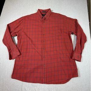 Viyella Men XXL Red Plaid Long Sleeve Button Front Cotton Dress Shirt Classic